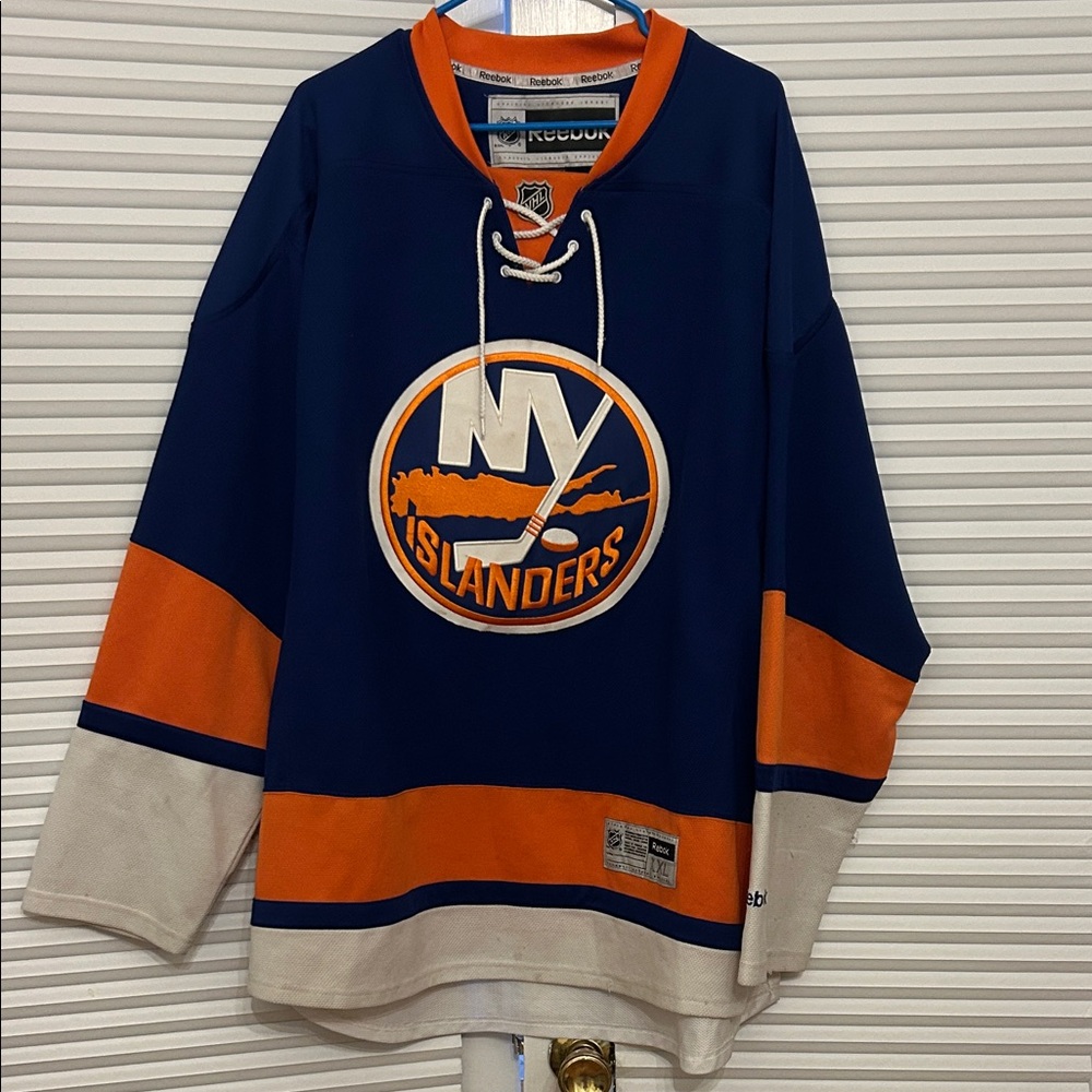Reebok Blue and Orange Hockey Jersey